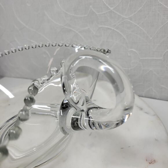 Vintage Imperial Candlewick Hobnail Heart Bowl 9" Clear Glass Handle Bread Candy - Picture 9 of 16